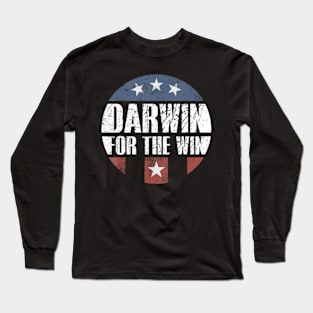 Darwin for the Win Sarcastic Darwin Awards US flag retro Long Sleeve T-Shirt